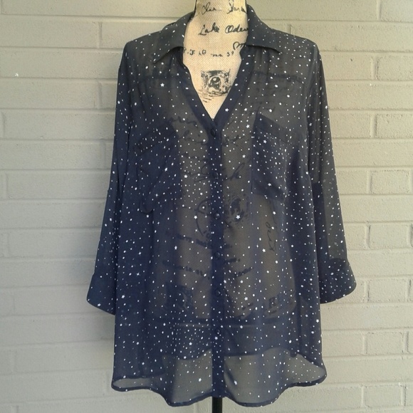 torrid Tops - Torrid 2 sheer star button up blouse
